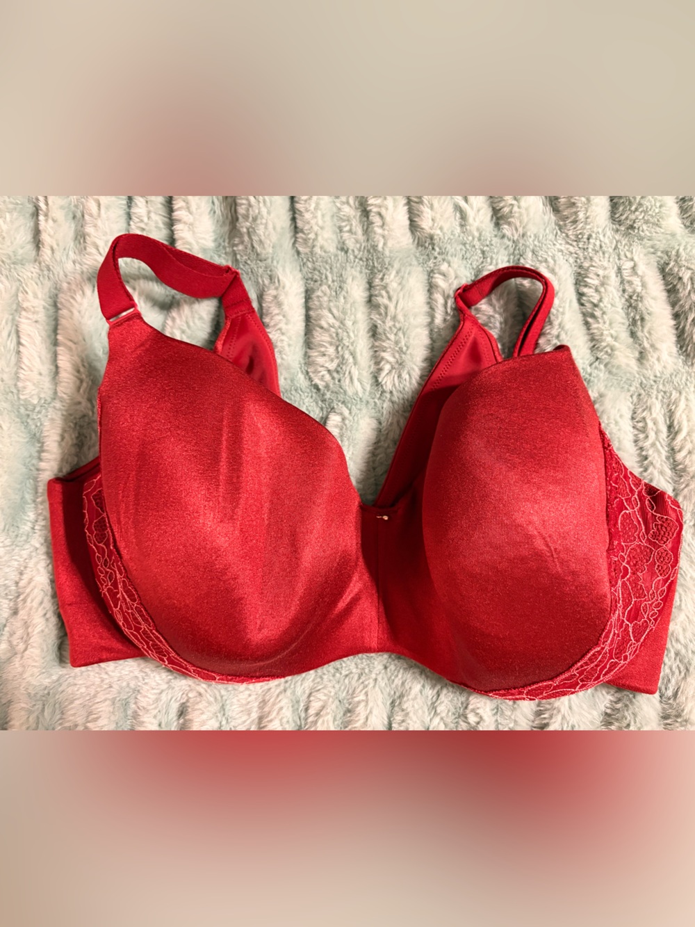 Cacique Wine Color Lace-Trim Full Coverage Bra, Smooth Back